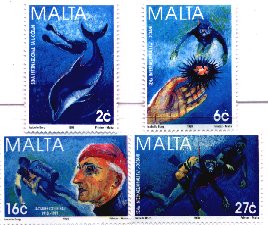 Jacques Cousteau, Malta Stamp