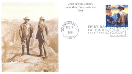 John Muir and Theodore Roosevelt, First Day Cover by Mystic Stamp Company