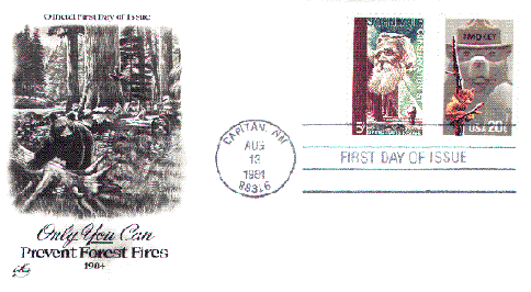 Smokey Bear with John Muir Stamp First Day Cover